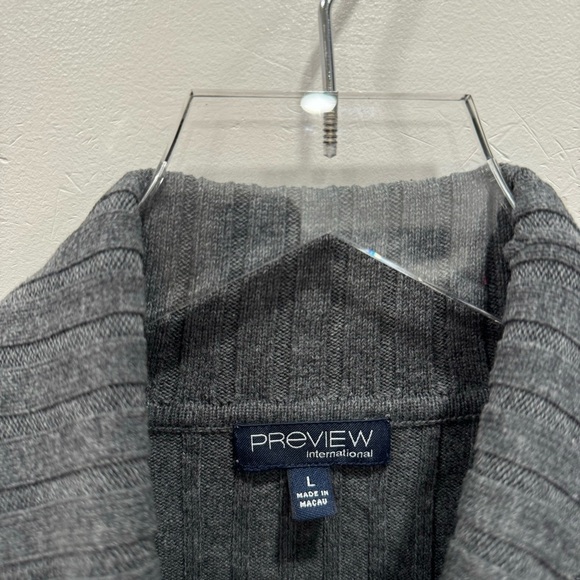 Preview International Ribber Knit Long Sleeve High Neck Sweater Dark Grey Cotton - Picture 4 of 6